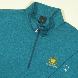 Dunning Golf Presidents Cup Pullover Mens L Blue Quail Hollow 1/4 Zip Stretch